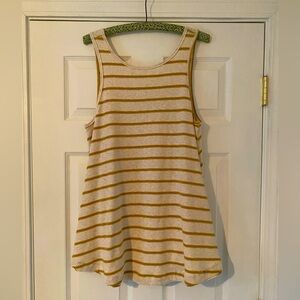 We The Free Cream A-Line Yellow and Gray Striped Oversized Tank Top Size Small